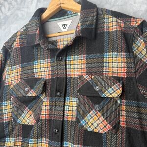 Vissla Eco-Zy Polar Flannel Men's Striped Shacket  Medium